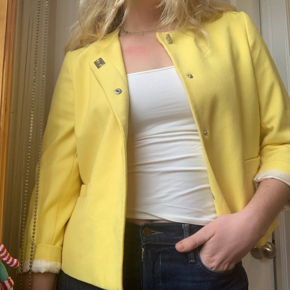 Yellow Zara 3/4 Sleeve Blazer